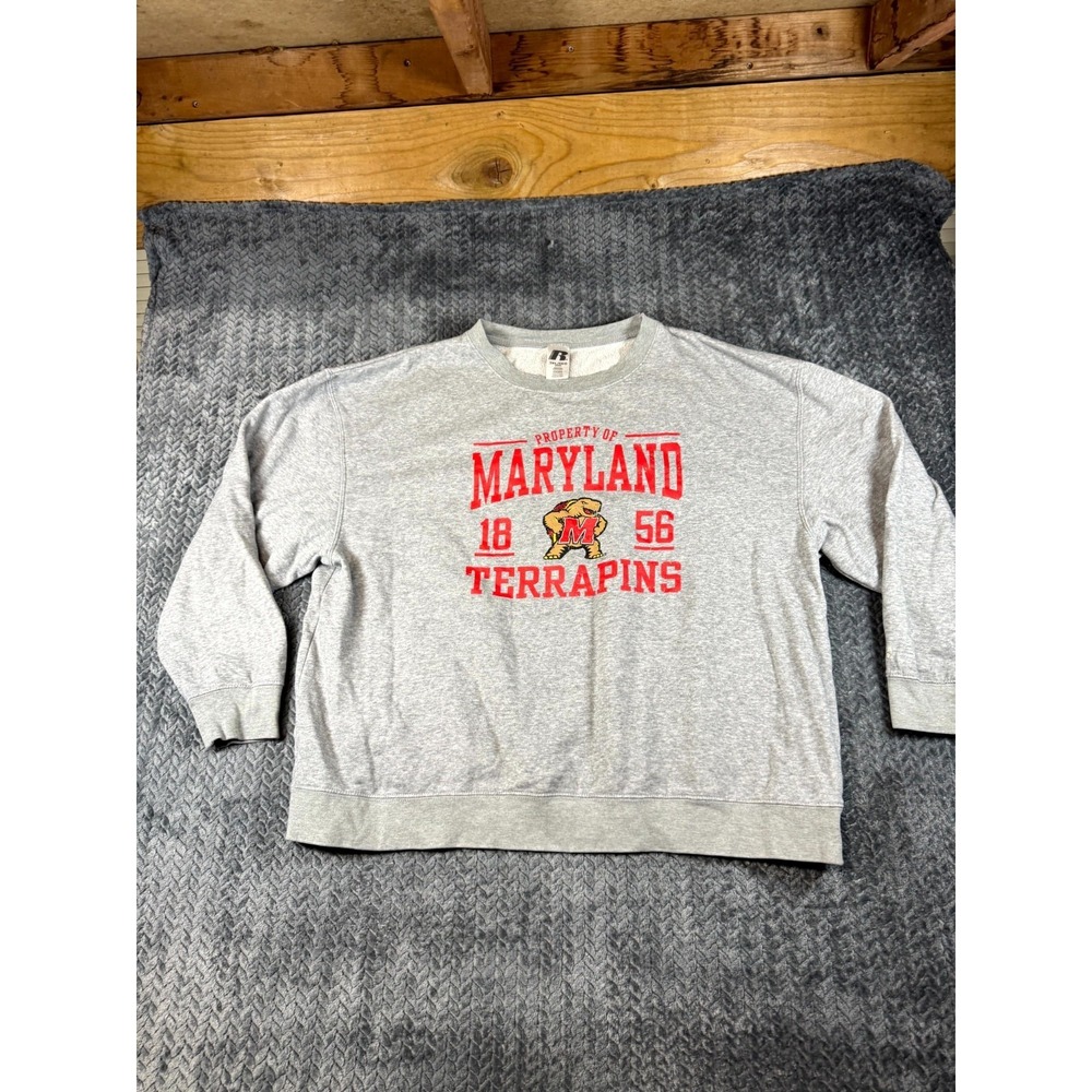 Russell Athletic Maryland Terrapins Sweatshirt Adult 3XL Heather Gray Graphics